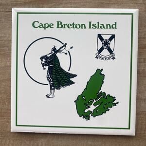Vintage Collector Cape Breton Island Ceramic Tile Trivet 6 x 6 Cork back hanger
